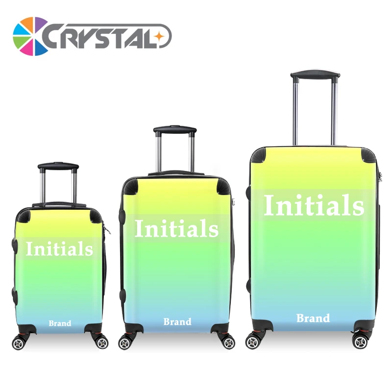 In Stock Crystal PC Trolley Luggage Transparent Clear Brand Your Design Trolley Luggage Customized Logo Print Trolley Luggage