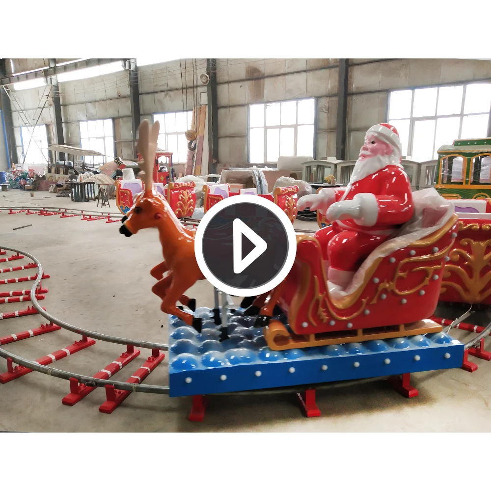 Hot Sale 14 Passengers Outdoor Carnival Amusement Park Rides Merry Christmas Theme Mini Track Electric Train For Kids Ride On