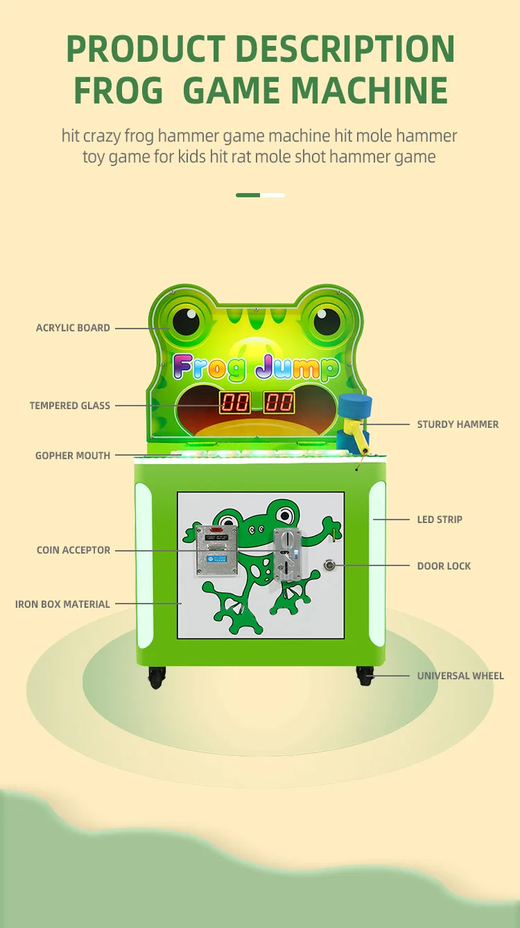 Kids play crazy hit frog Frog Hammer arcade game machine coin operation kids game machine arcade equipment