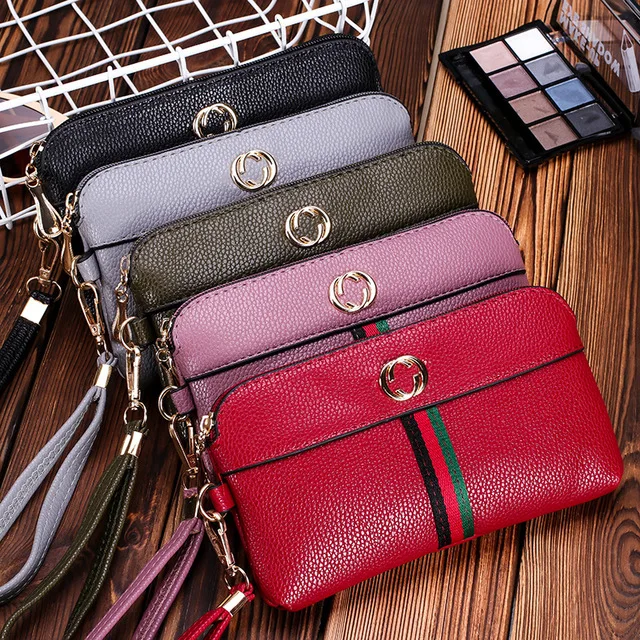 guangzhou fashion oem long cash envelope women money credit card coin pu custom hand purse