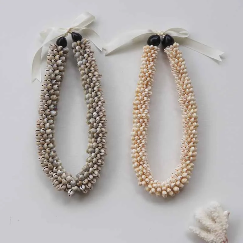 Customized Natural Hawaiian Lei Kuikui Nut Cowrie Shell Ring Necklace&Bracelet Summer Beach Jewelry Beach Jewelry Aloha Jewelry