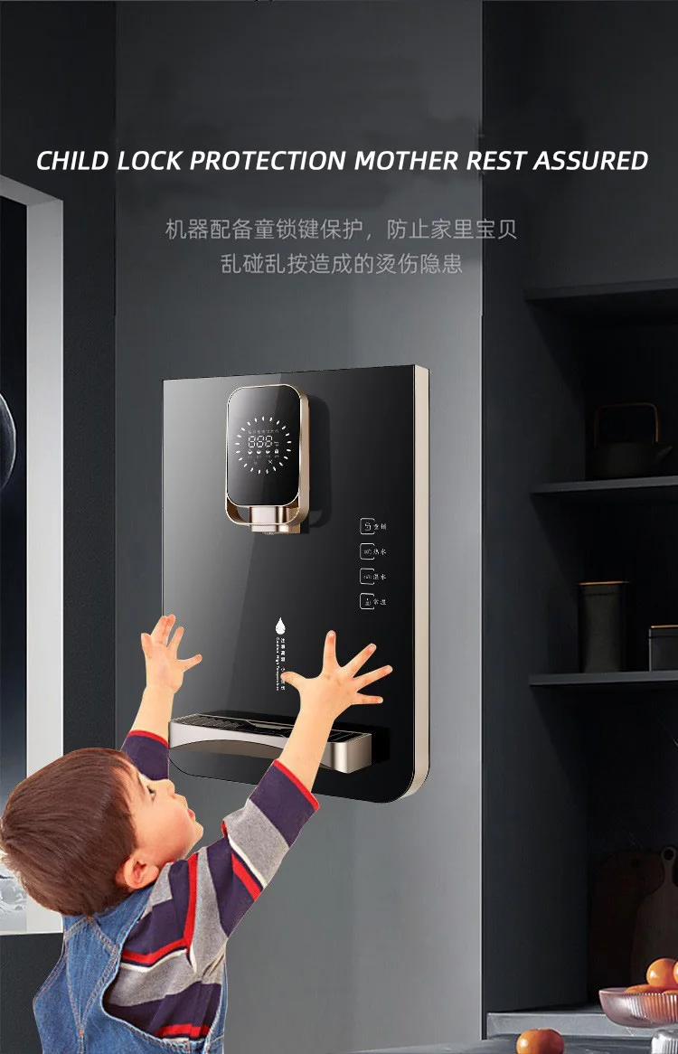 family office use intelligent control large screen temperature display wall-mounted instant heating water dispense