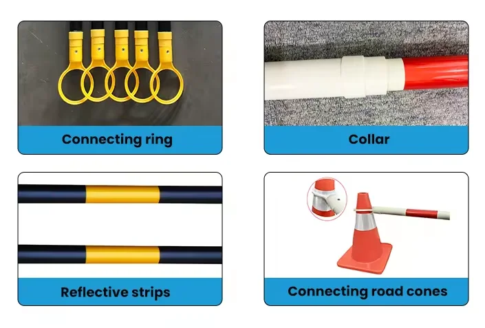 Crowd Control Security Bar Driveway Retractable Road Connecting Traffic Cone Bar For Construction Cones And Barriers