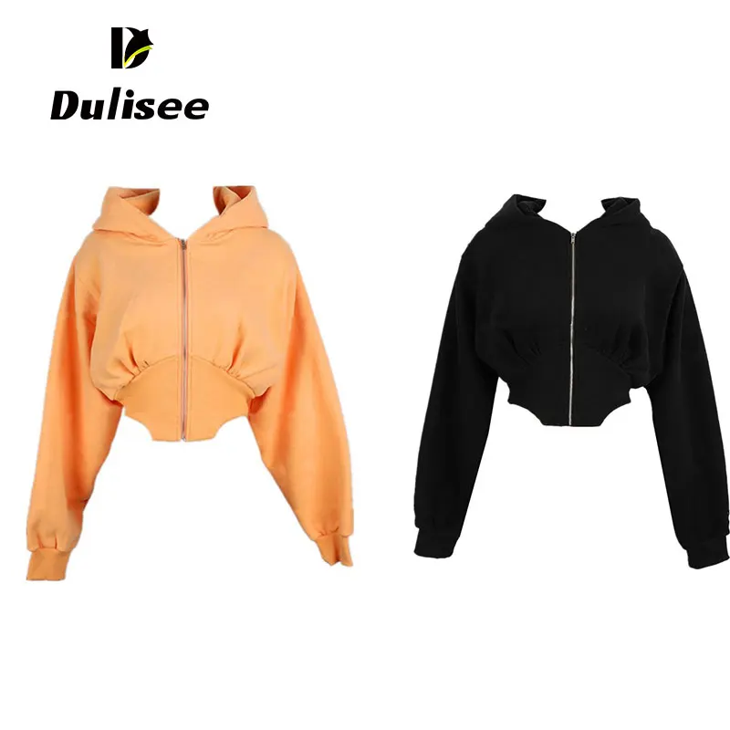 2024 fall and winter new Korean waist fashion zipper cardigan jacket irregular high waist sports short sweater female