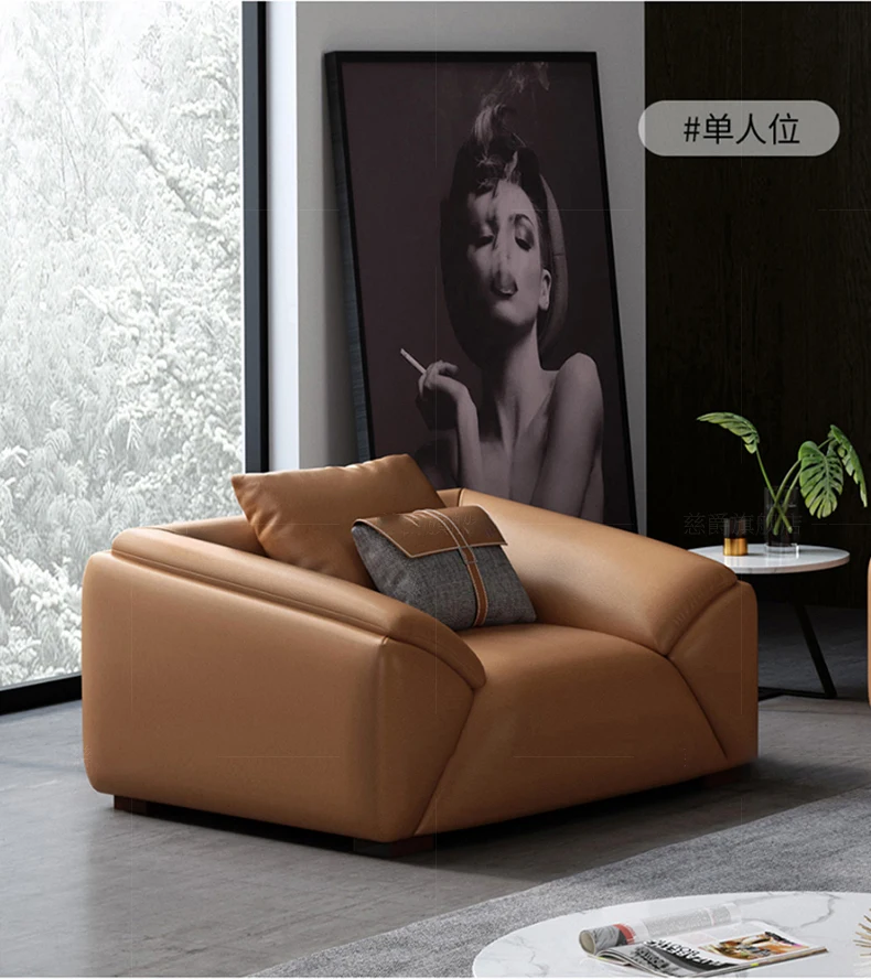 YASITE Modern ModularTop Grain Italian Corner Sectional Leather Sofa Set With Low Armrest