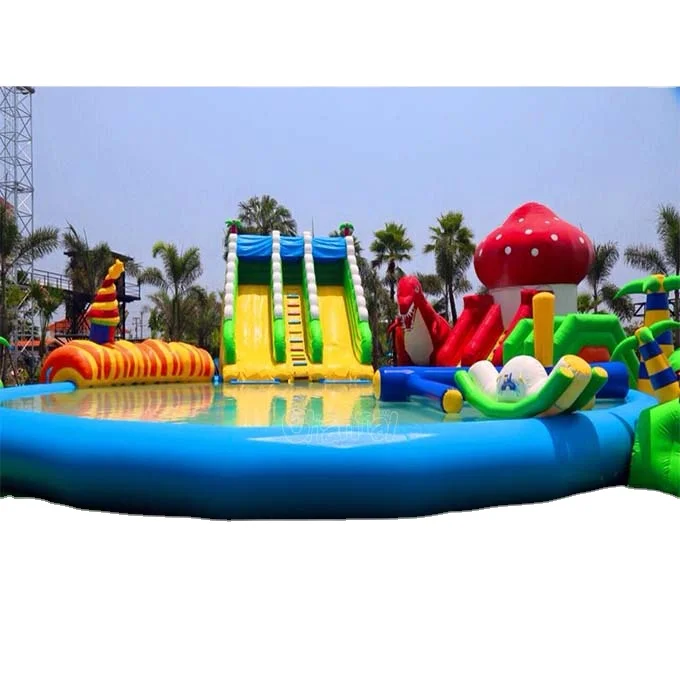 Mobile kids and adults inflatable water park slide bounce house