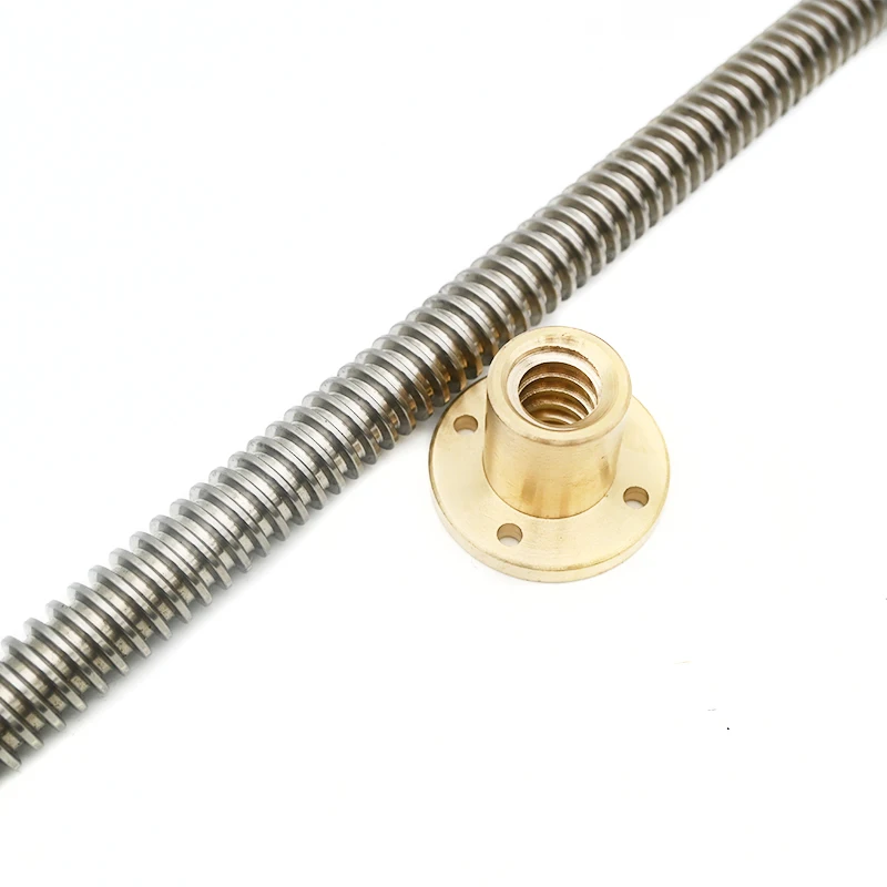 5mm 6mm Diameter 1mm 2mm Lead Pitch Strong Hardness China Trapezoidal Lead Screw Tr5x1 Tr5x2 Tr6x1 Length 550mm 500mm with nut
