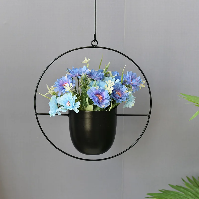 Hanging Pots Artificial Plant Wall Hanging Flowerpot Spider Fleshy Flower Decoration European Garden Metal Bucket