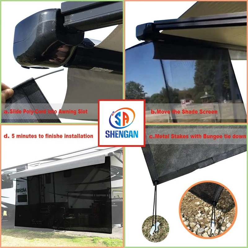 RV Awning Sun Shade Screen RV Caravan Awning Portable Foldable Sunshade Awning for RV Camper Trailer
