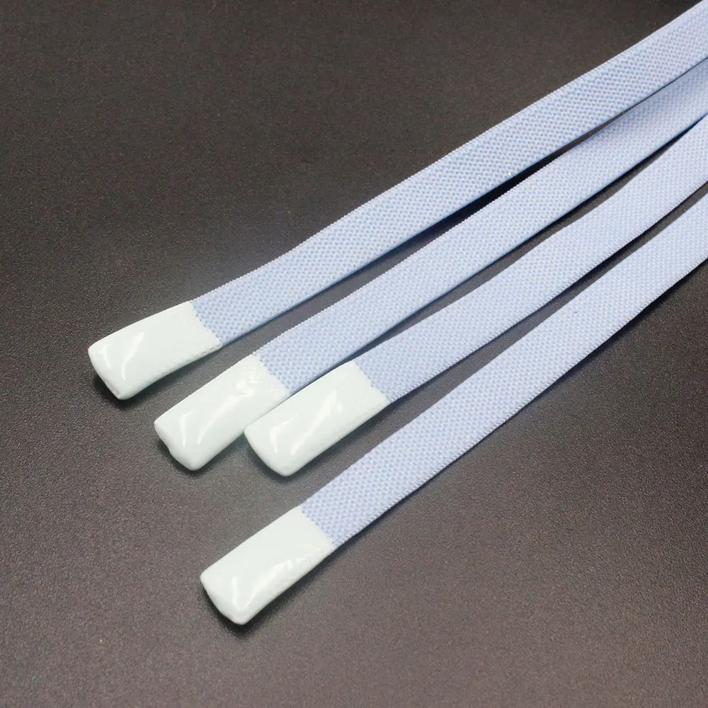 Printed Poly Cotton Silicone Dipped End Tip Cords Drawcords Flat Cord For Hoodie
