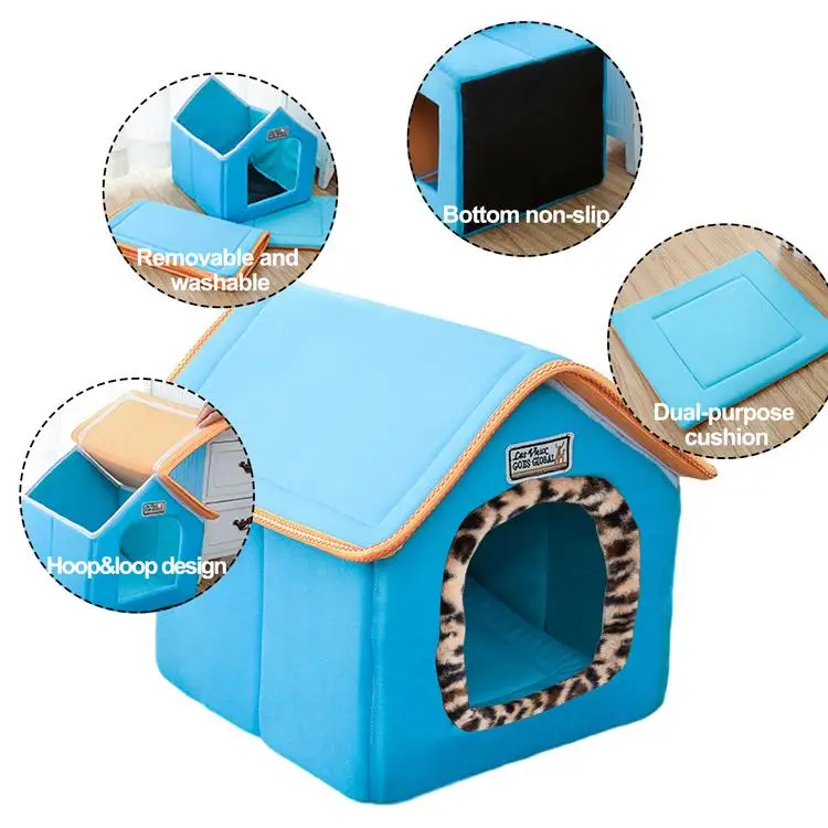 
Foldable pet shelter for pet cats winter thick warmth removable and washable foldable stray cat litter 