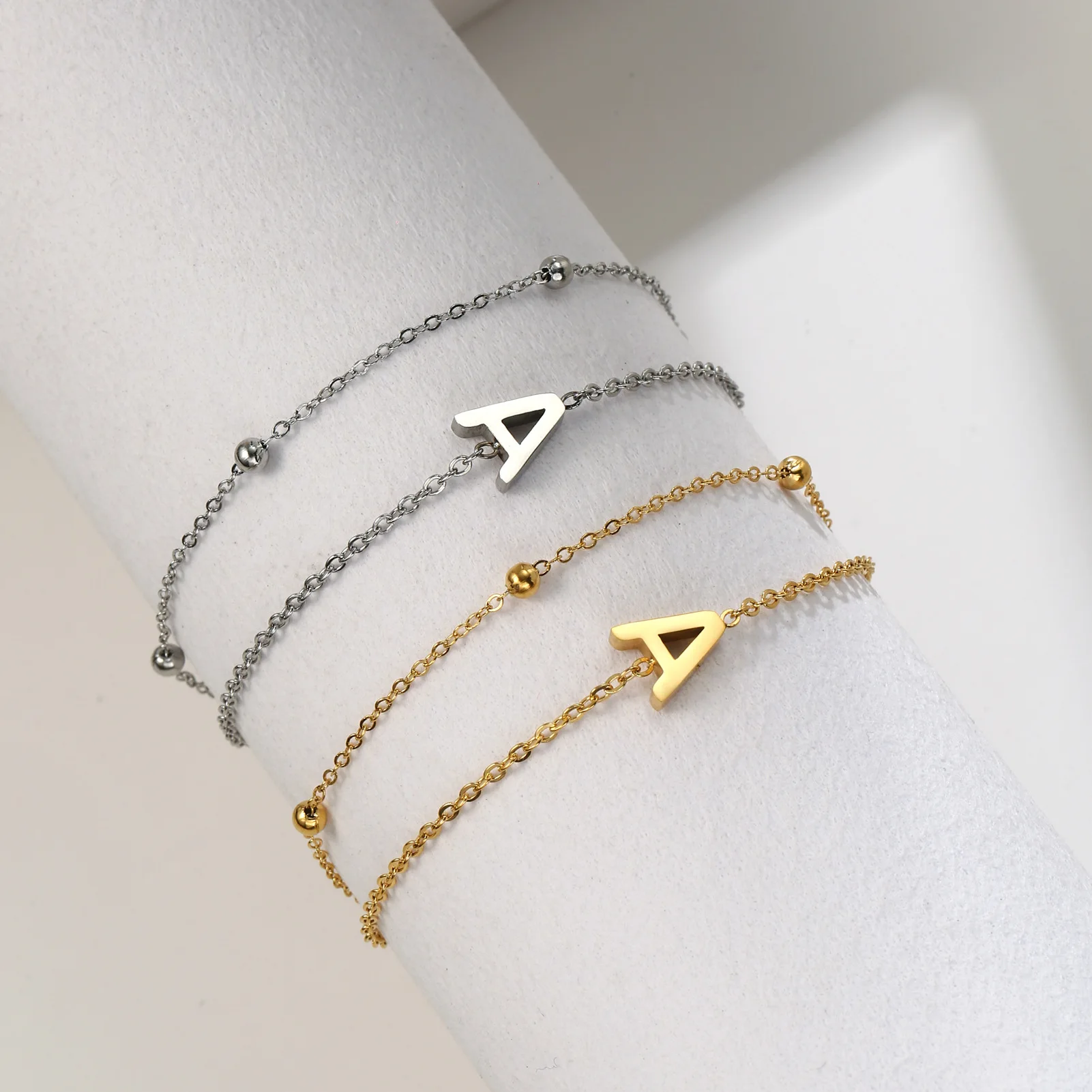 Wholesale Adjustable Stainless Steel 26 Letters Initial Bracelet Fashion Jewelry Bracelets Bangles