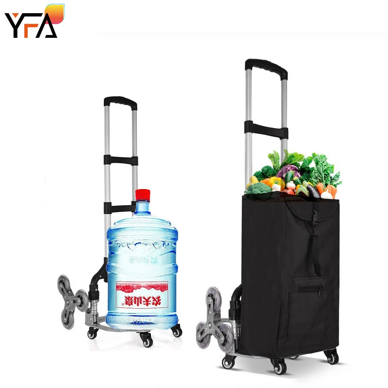 Aluminum Folding Hand Truck Stair Climbing Hand Trolley With Wheels Portable Foldable Luggage Cart Heavy Duty Transport Trolleys