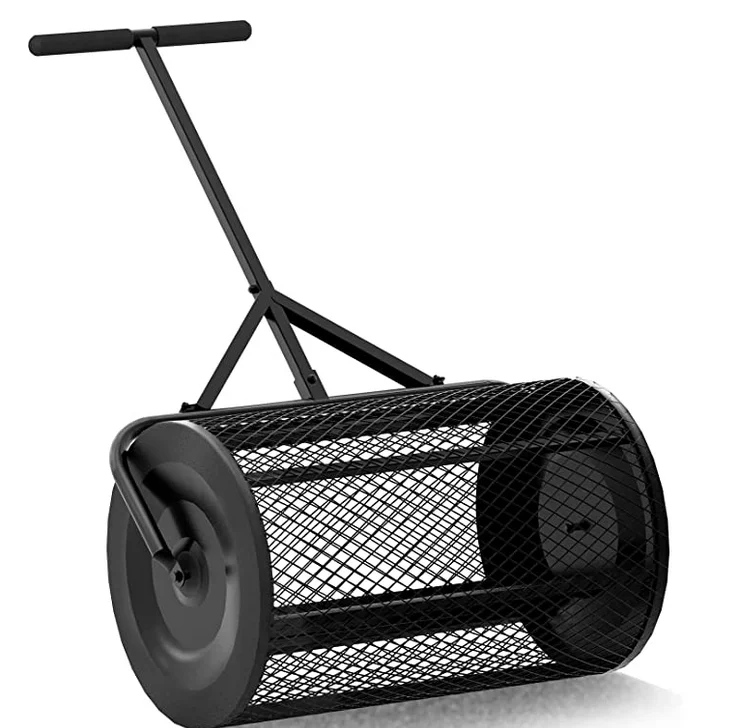 Soil Spreader Lawn And Garden Spreader Heavy Duty Metal Mesh Basket Push Spreader
