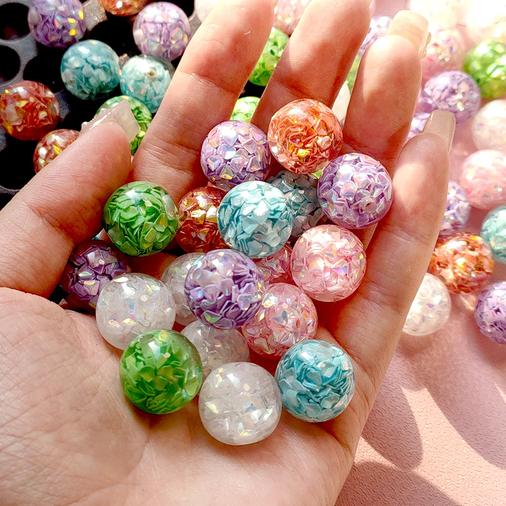 51011 16mm Shinny Resin Beads UV Colored Diamond Sequins Straight Hole Mobile Phone Chains Accessories Jewelry DIY Beads Pen