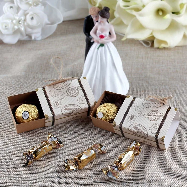 Ourwarm 10 pcs Wedding Candy Suitcase Shaped Gift Box Paper Gift Box Packaging