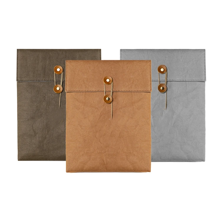 Green Field Custom Design eco-friendly Washable Kraft Paper Bag Briefcase Case Laptop Sleeve for Macbook