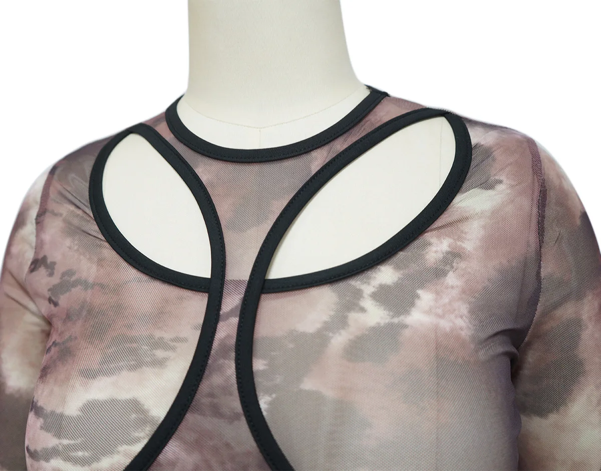 2021 New Ready to ship trendy fashion women fall clothing see through long maxi sexy mesh dress