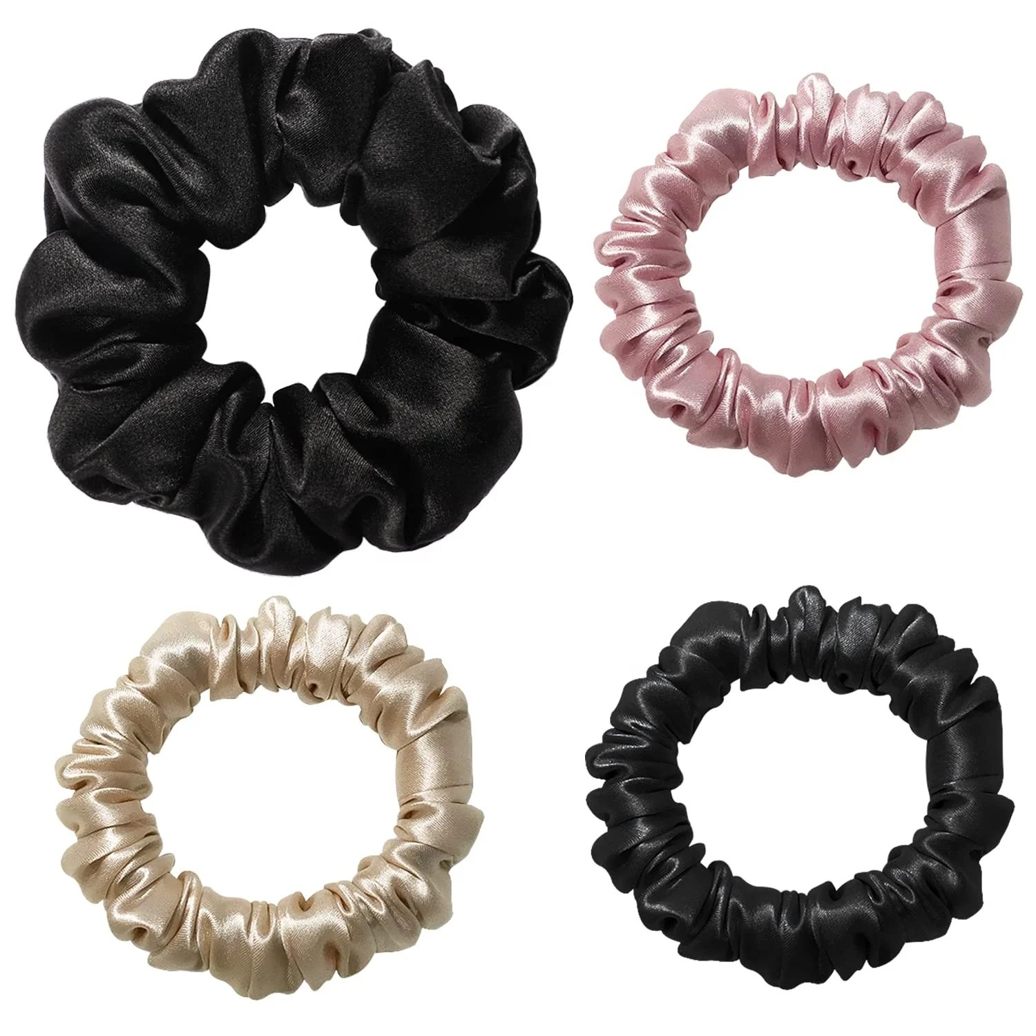 Custom Logo Hair Bands For Ponytail Holder 100% Silk Hair Scrunchies Set Oversized Hair Scrunchies Silk