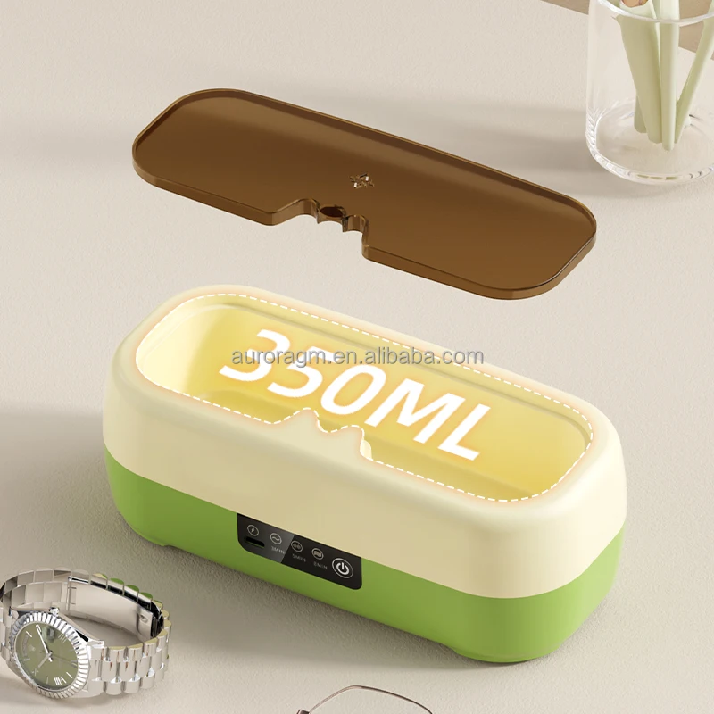 Mini portable 350ml ultrasonic jewelry glasses tooth cleaner machine household ultrasonic cleaner for dry battery type