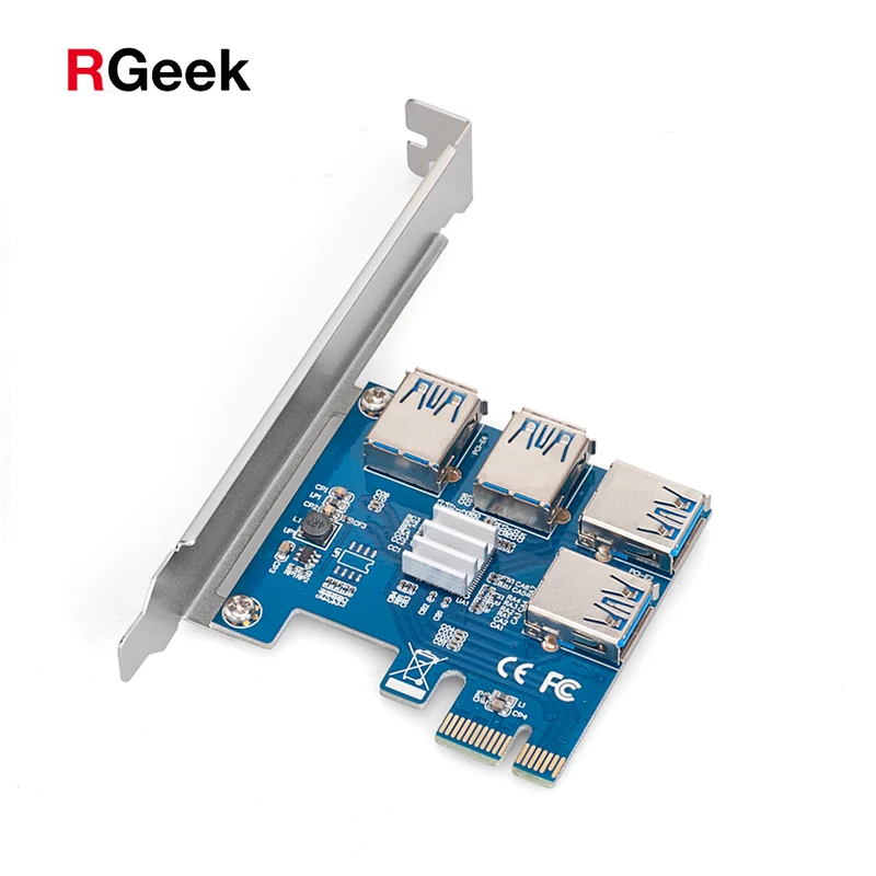  RGeek BTC Майнер биткоинов Майнинг PCIe от 1 до 4 16X карта Райзер PCI-E 1X USB 3 0 адаптер Порт