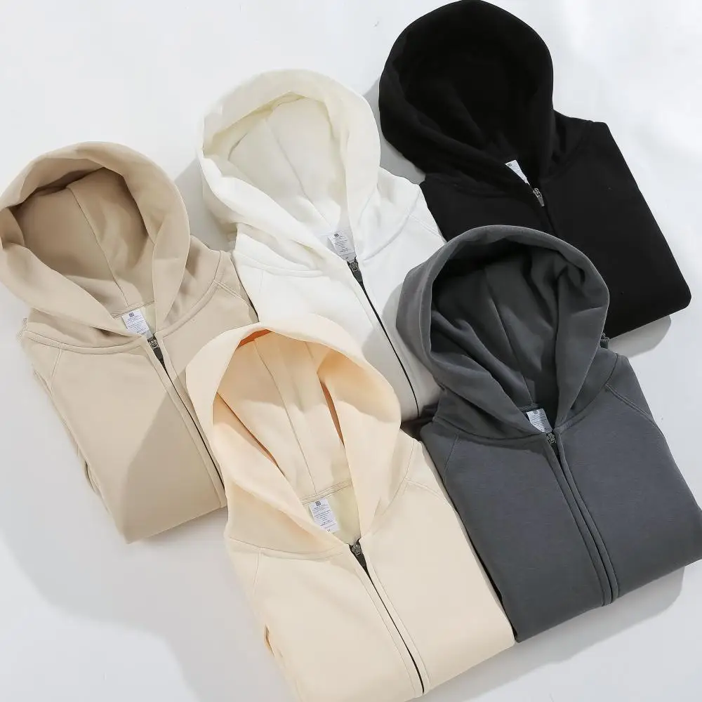 H5328 Zip Up Hoodies Manufacturer Drop Shoulder 100% Cotton 600 GSM Zip Up Hoodies Heavyweight Unisex Hoodies
