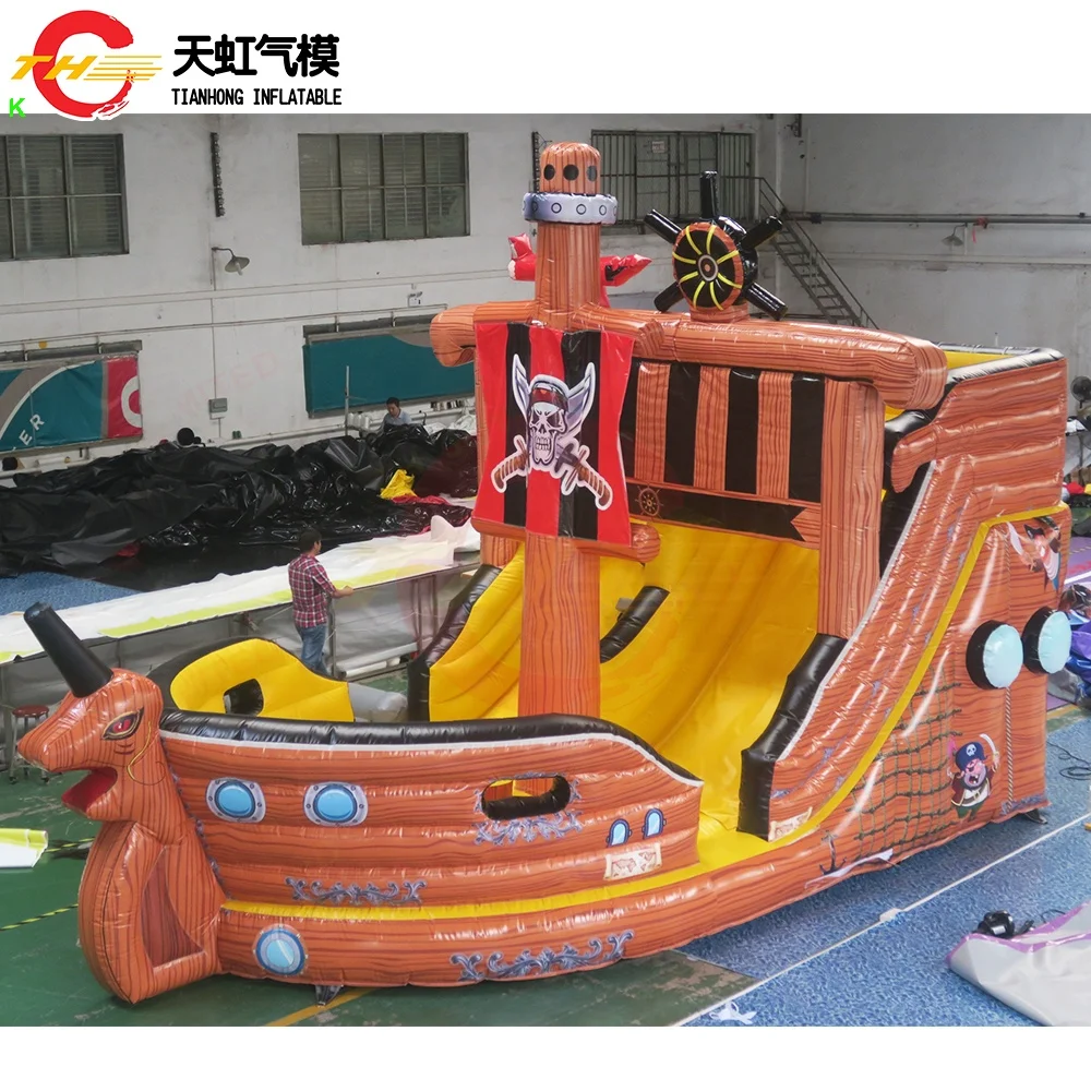 Free Door Shipping 7x4x5mH inflatable pirate ship slide pirate boat bouncer slide for jump and climb