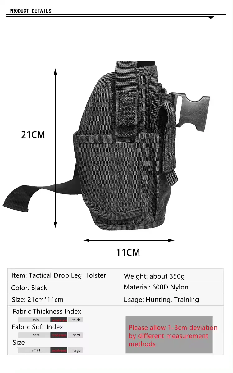 Nylon Mission Black Right Hand Drop Leg Holster Adjustable Hunting Hiking Tactical Thigh Durable  Holster