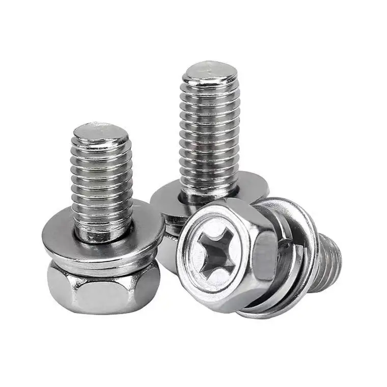 stainless steel 304 316 bolt phil hex head bolt screw with spring flat washer and nut