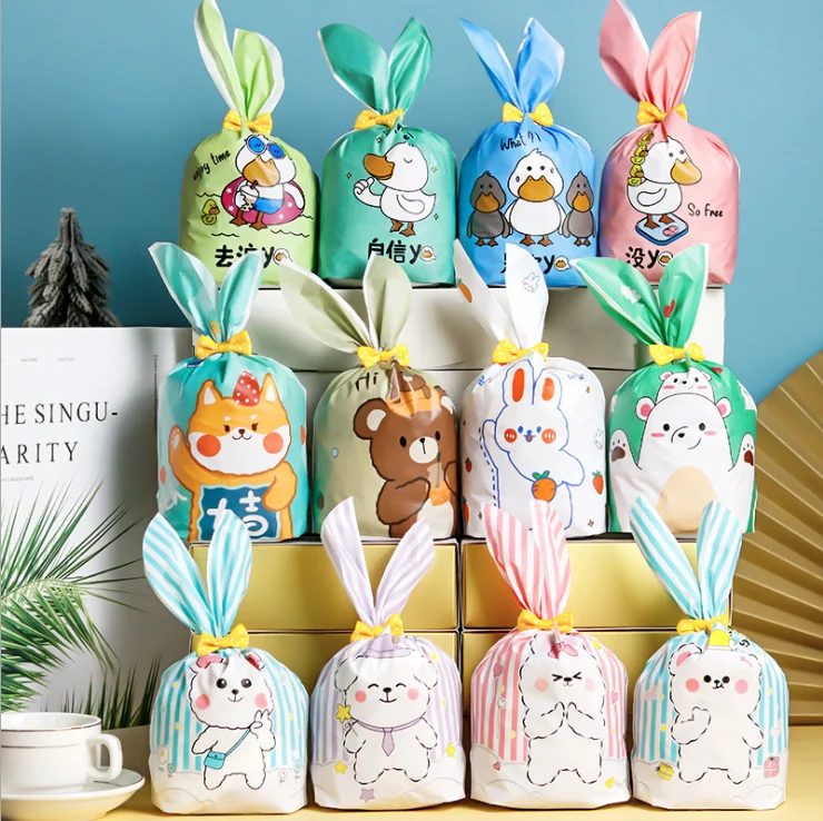 Factory Direct Sell Cartoon Lovely Rabbit Ear Snack Gift Cookie Biscuit For Wedding Candy Plastic Packaging Bag