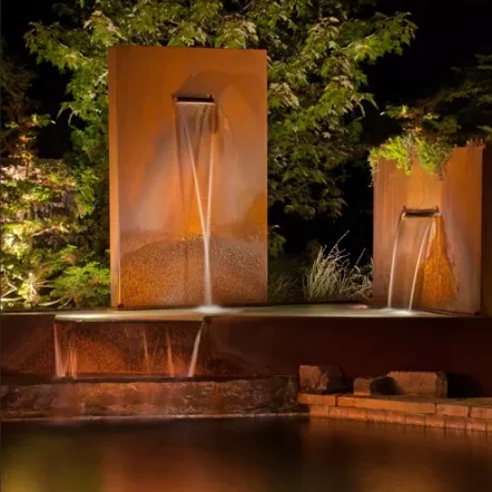 Durable Corten Steel Rain Curtain Waterfall Blade Cascade For Landscaping