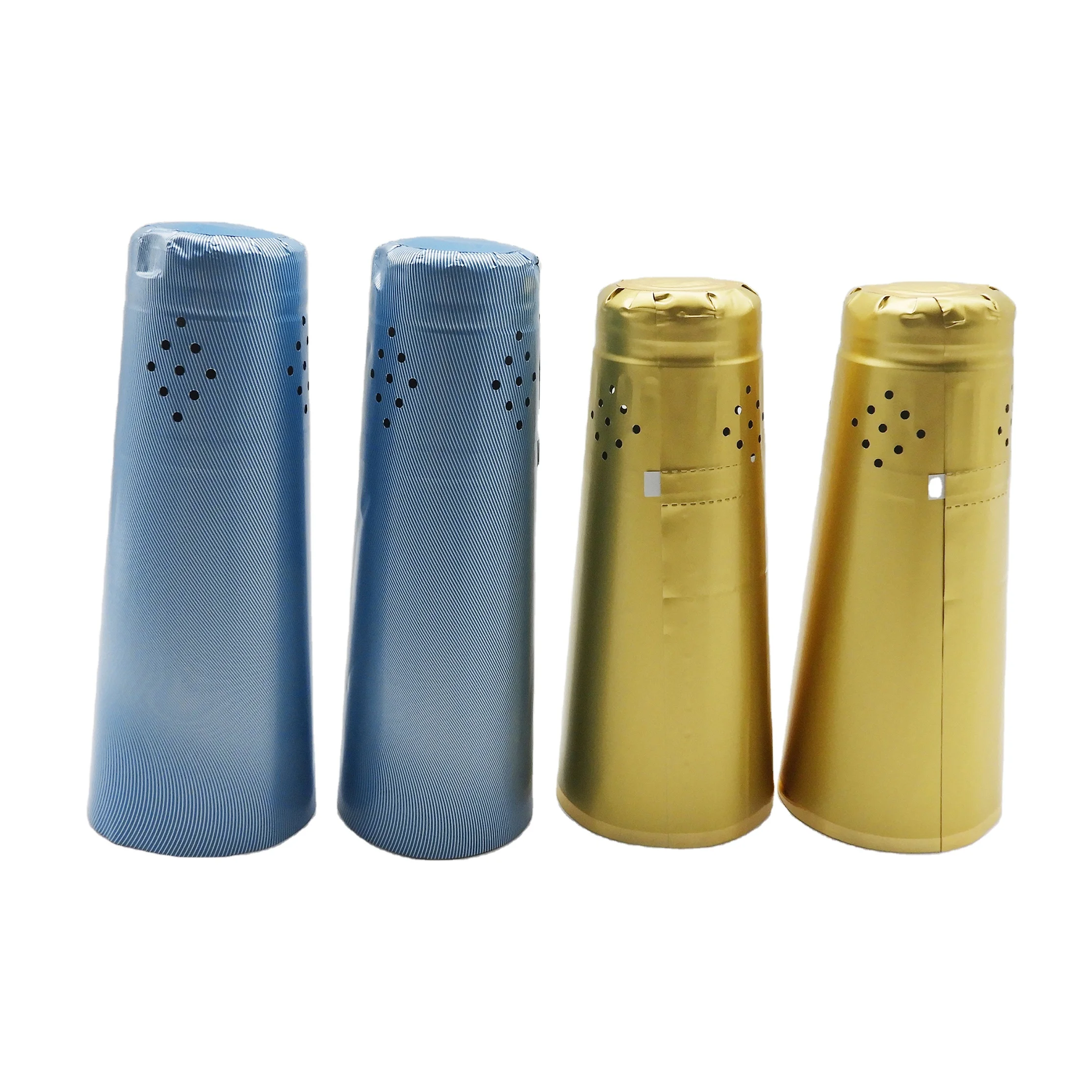 34*120mm Customize Pvc Aluminum Foil Heat Shrink Caps Seal For Champagne Wine Liquor Bottle Cap Shrink Wrap With Tear Stripe
