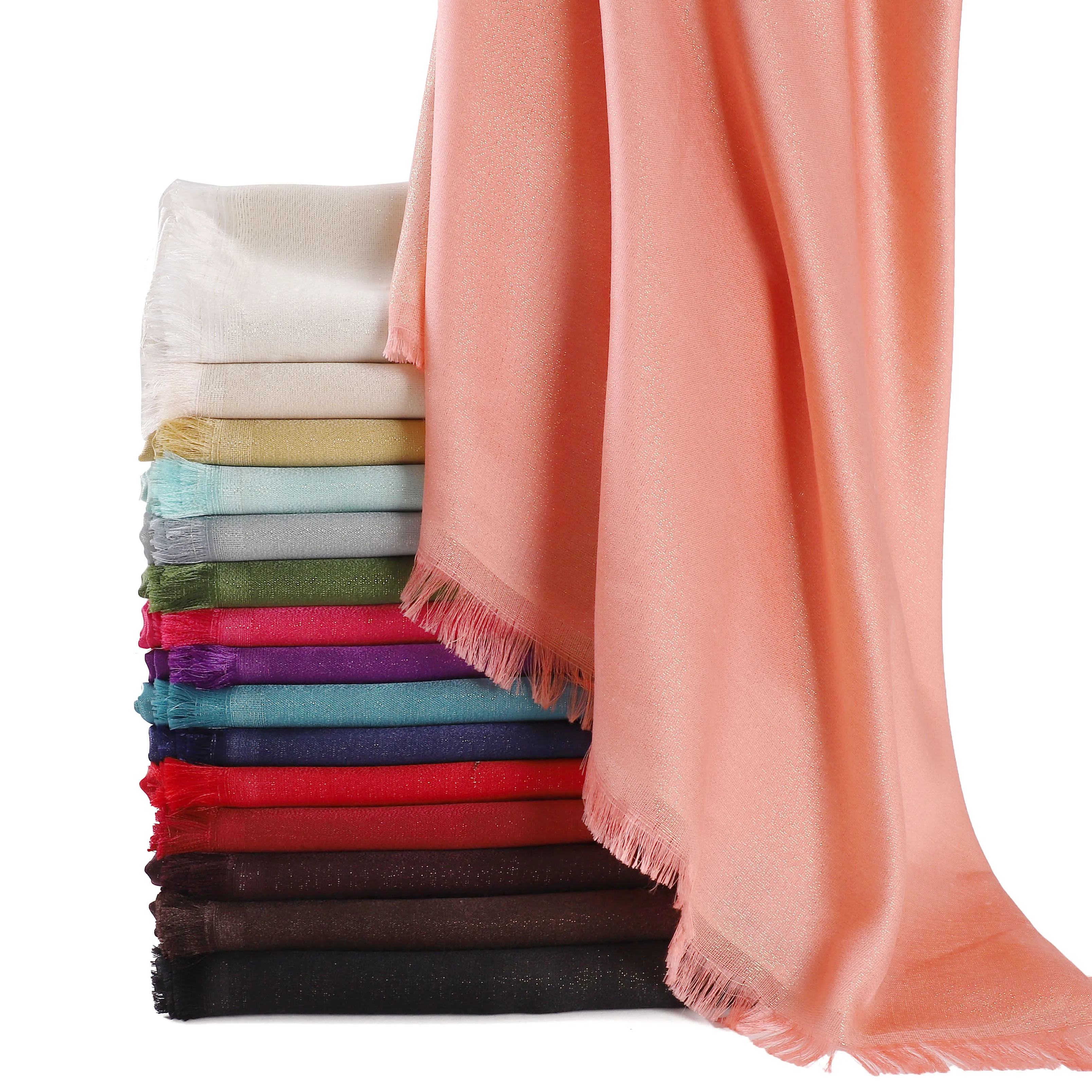 Factory Direct Sale Breathable New Style Wholesale Glimmer Golden Line Muslim Hijab Glitter Semalam Scarf Malaysia Shawl