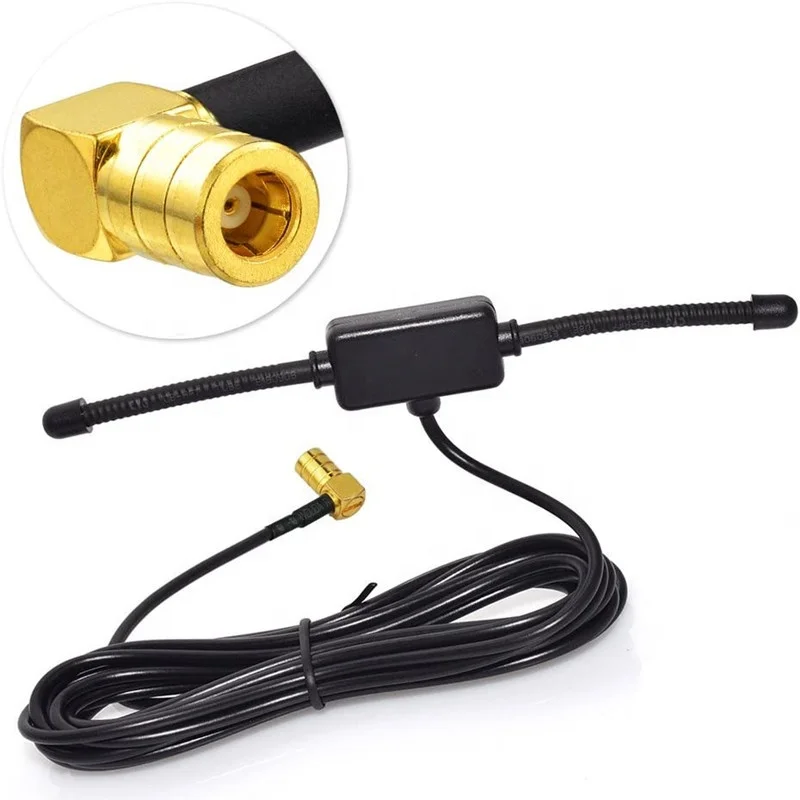 DAB+ Car Radio Antenna Amplified 433Mhz Universal CMMB Patch Aerial, Glass Mount CMMB 3M Cable SMA Male for BNW