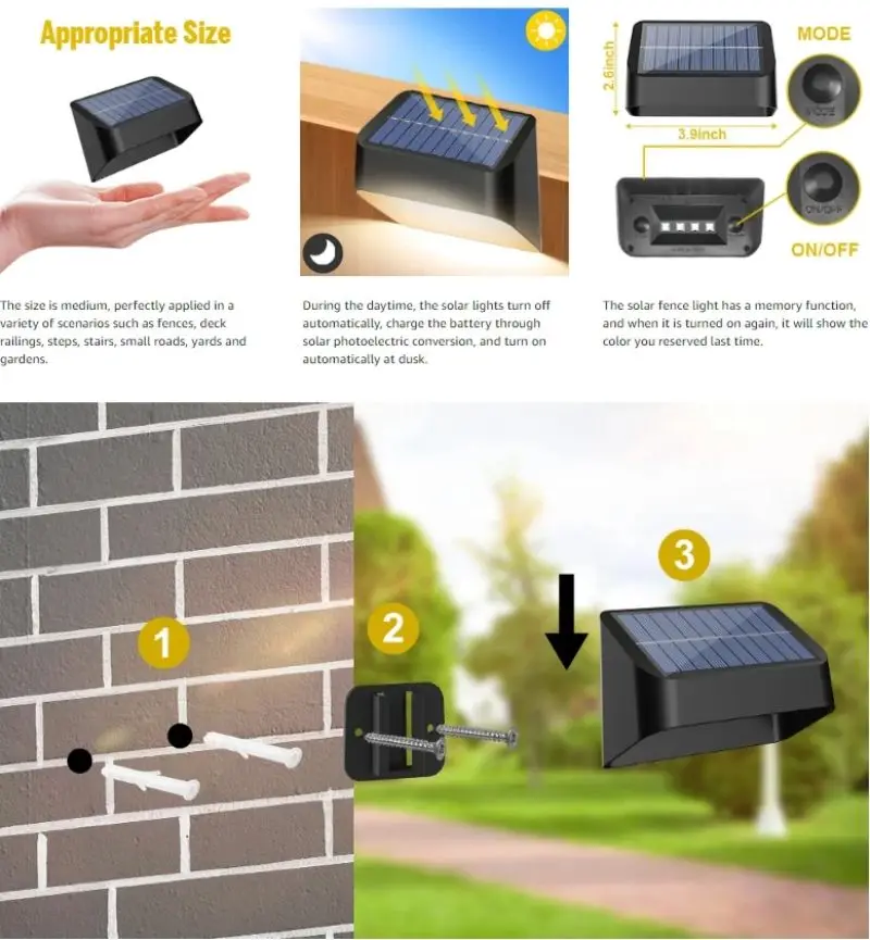 Solar Wall Lights Outdoor Decorative Garden Patio Household Rainproof Up and Down Glowing Outdoor Decorative Fence Lights