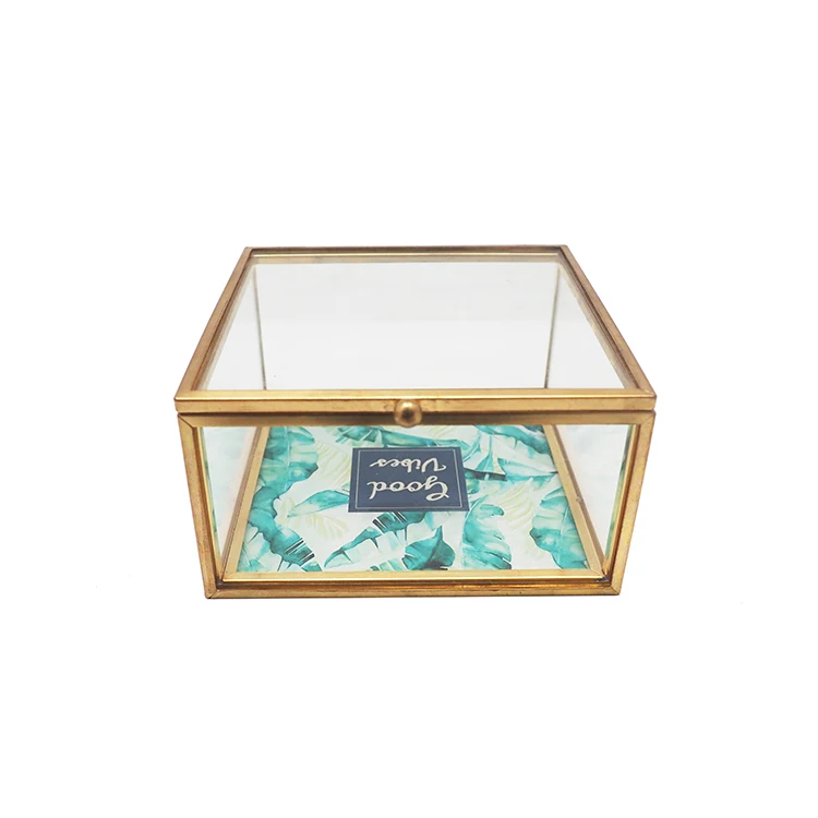 Оптовая продажа, шкатулка для ювелирных украшений, роскошное ожерелье, солнцезащитные очки, серьги, стеклянная металлическая коробка из розового золота для хранения ювелирных изделий