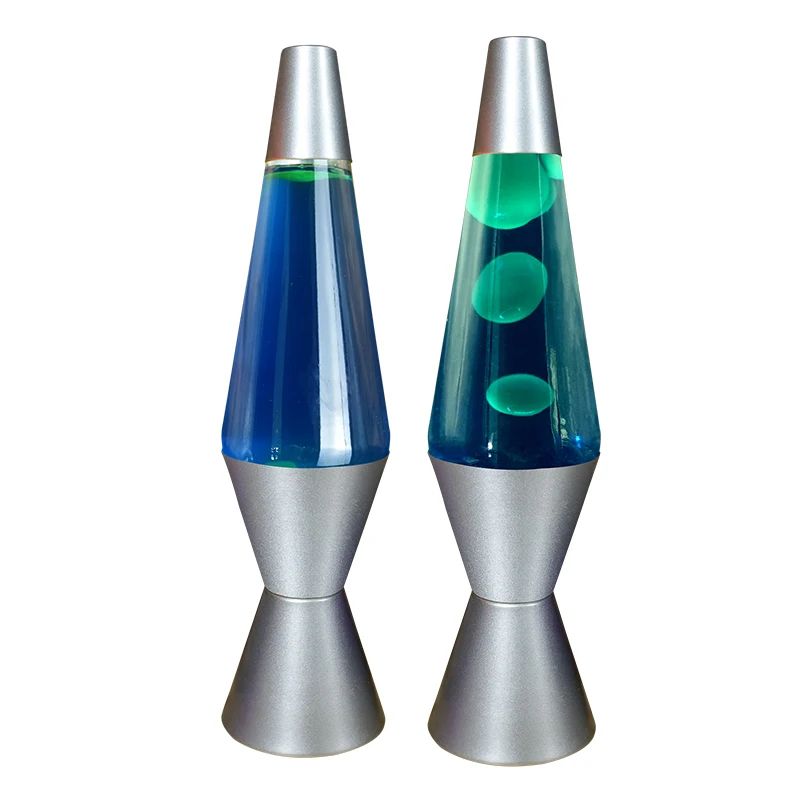 J&R Colorful rocket lamp home decors Lava Night Light Solid Silver Base Lamp Wax Liquid Soft Relax