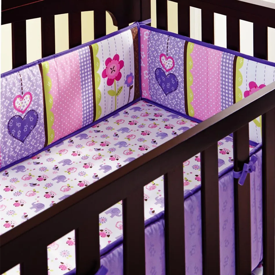 4 pcs Cotton Baby Crib Bumpers Breathable Cradle Bedding Bumper
