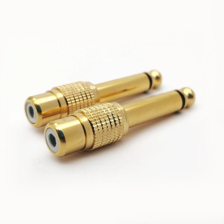 
Pure Copper Plug 1/4 to RCA, 1/4 inch (6.35mm) Male Mono to RCA Female 