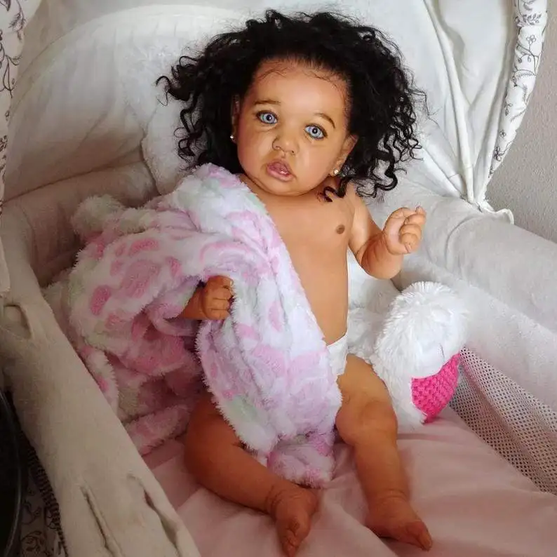22inch Black Baby Dolls55CM Full Body Silicone African American Reborn Dolls
