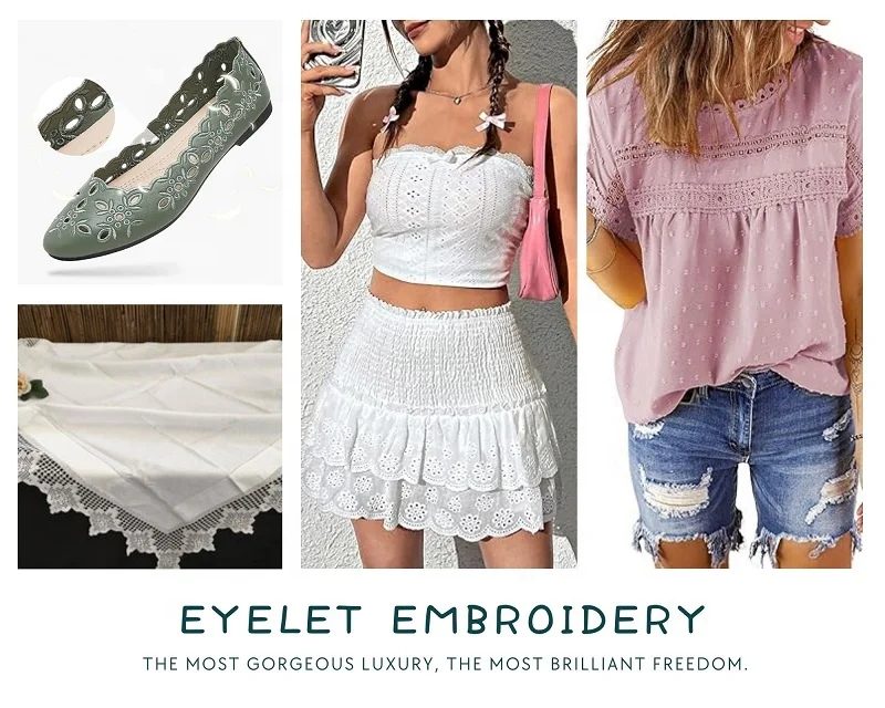 Factory Sale Exquisite Eyelet Design Pure Cotton Hollow Out Lace Embroidery Fabric