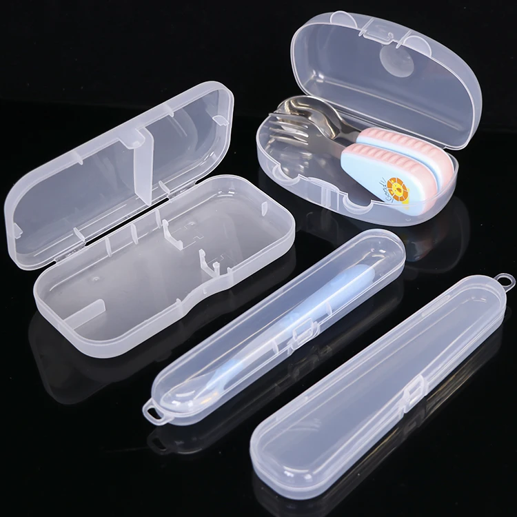 SUNSHING Plastic Tableware Children Baby Spoon Packaging Travel Cutlery Case Toddler Utensils Box Silicone Baby Spoons Case