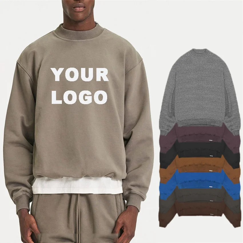 Hot Sale Blank Heavyweight 400 Gsm Cotton Custom Logo Crewneck Oversized Sweatshirt For Men