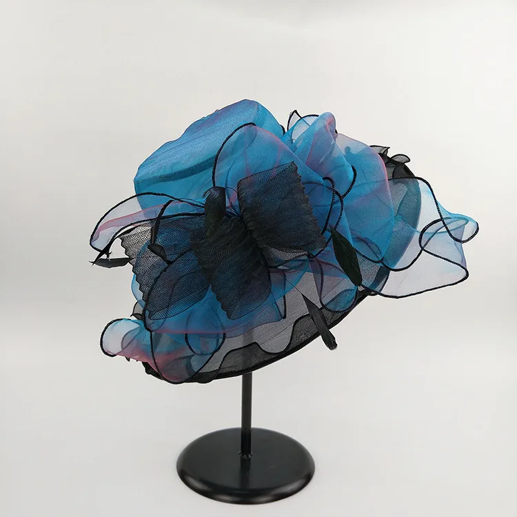 Women Party Top Quality fashion Gauze Church Wedding Hats Summer new flower UV protection fashion hat sunscreen mesh sun hat