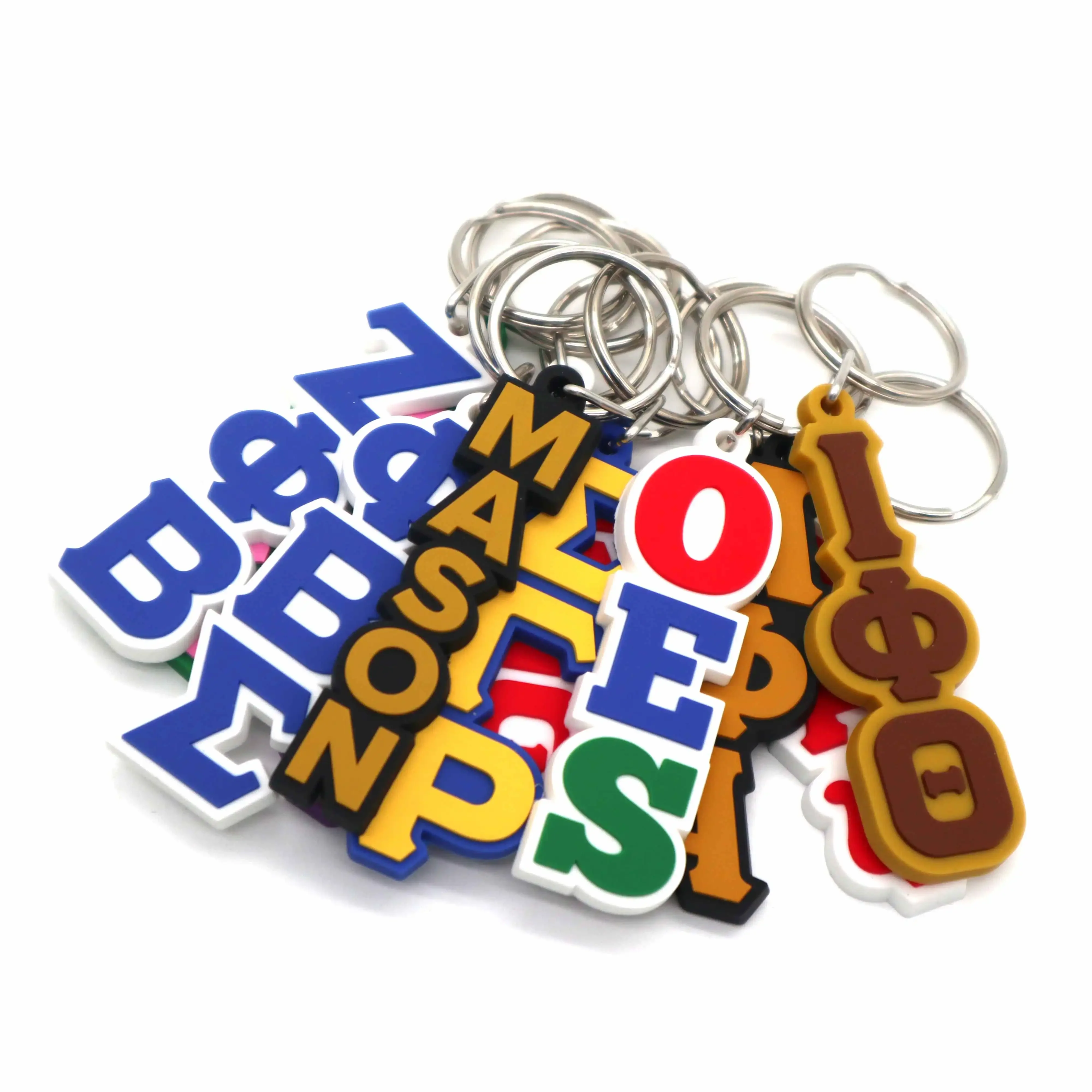 Newly Come Greek Letters Zeta Phi Beta PVC Keychain Rubber Plastic Key Chain Sorority Fraternity Gifts Sets