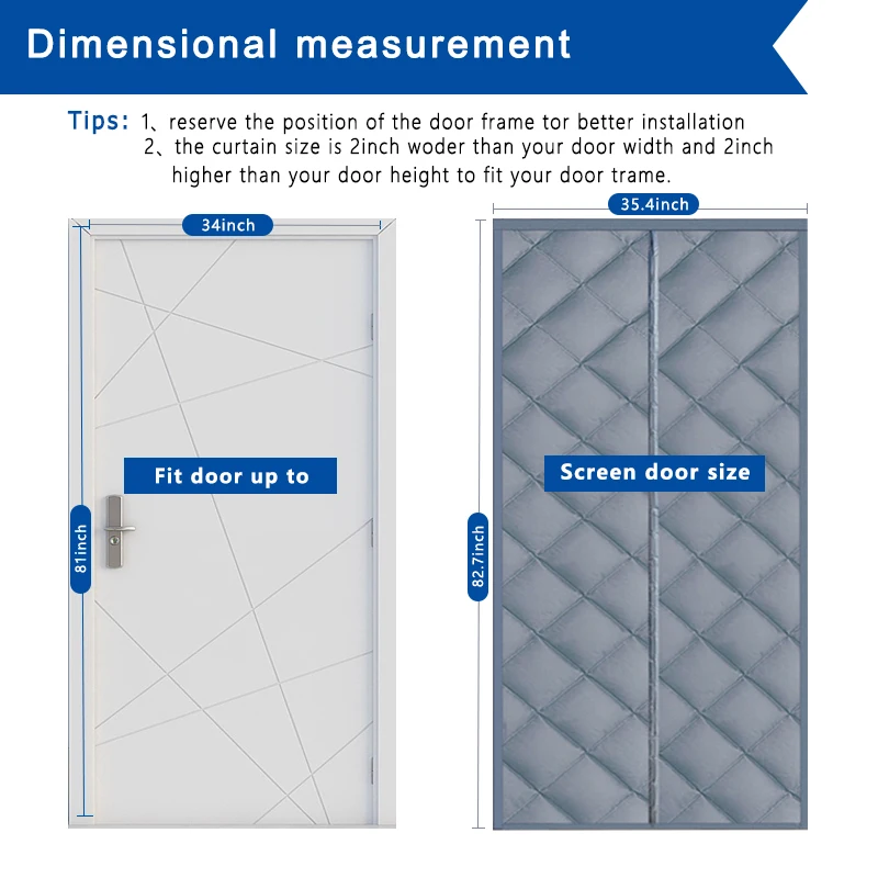 Magnetic insulated durable Oxford cloth and thickened polyester filling effective temperature control insulated door curtain