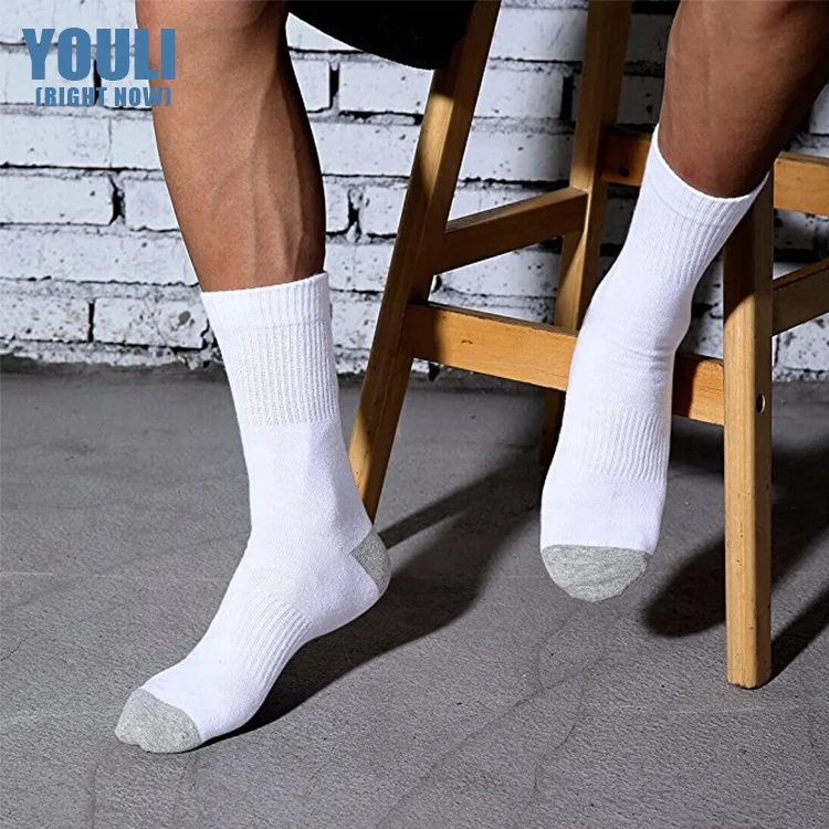 Cotton Athletic Mens Crew Socks White Black Socks Manufacturer Business Sports Socks Custom Logo Fashion Dress Knitted Crew High