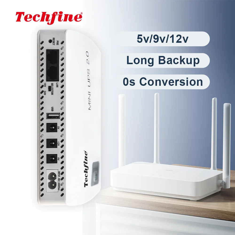 12V 5V 9V DC UPS 8000mah Single Phase18W for WIFI Pure Sine Wave Output router modem online UPS mini UPS for phone ipad computer