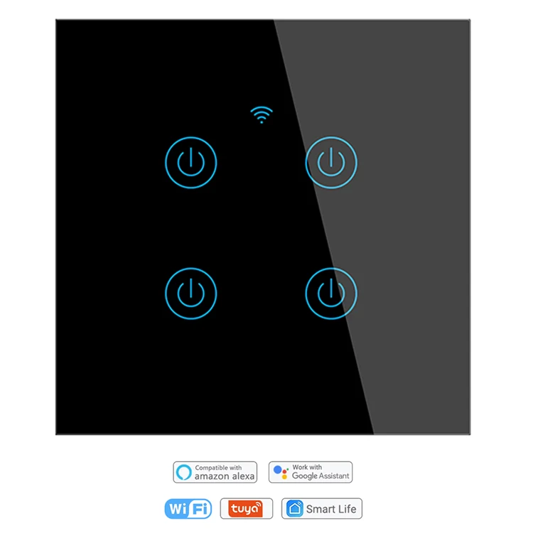 EU UK touch light switch smart switch 220v alexa voice control Wireless remote control wifi no neutral Smart switch