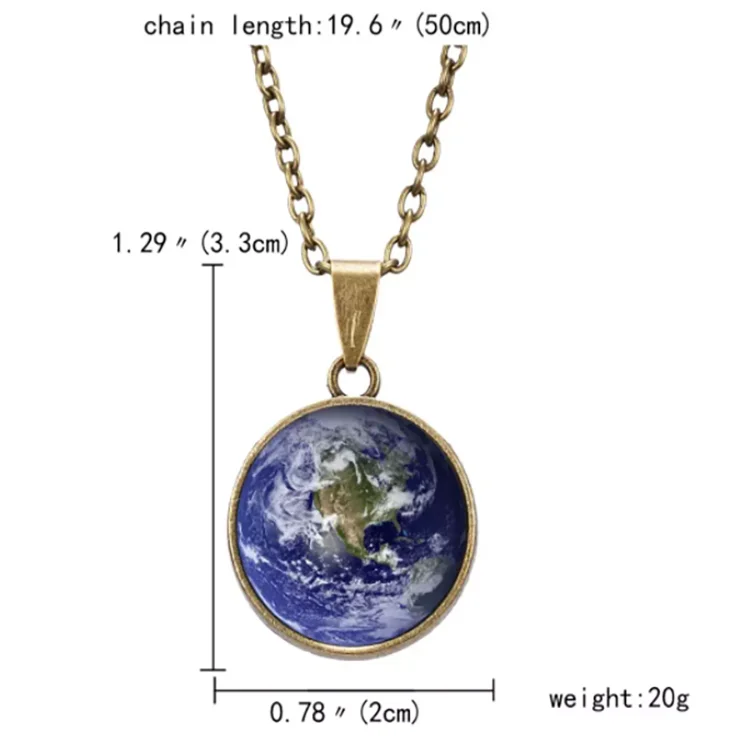 Fashion Jewelry Gift Necklace Vintage  Planet Glass Ball Pendant Necklace  for Women